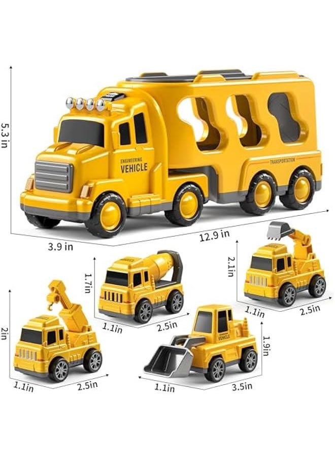 Truck Toys for 3 4 5 6 Years Old Boys, Toddler Car Toys for Toddler Boys Ages 3-5, Construction Toys Car Carrier Vehicle Toy Set, Kids Toys Truck Set for Age 3-9