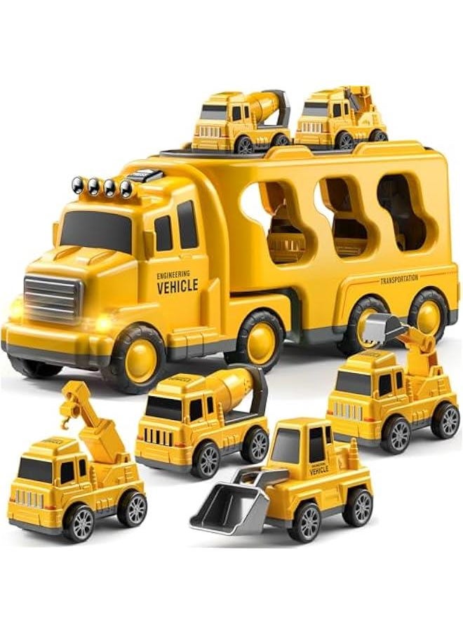 Truck Toys for 3 4 5 6 Years Old Boys, Toddler Car Toys for Toddler Boys Ages 3-5, Construction Toys Car Carrier Vehicle Toy Set, Kids Toys Truck Set for Age 3-9