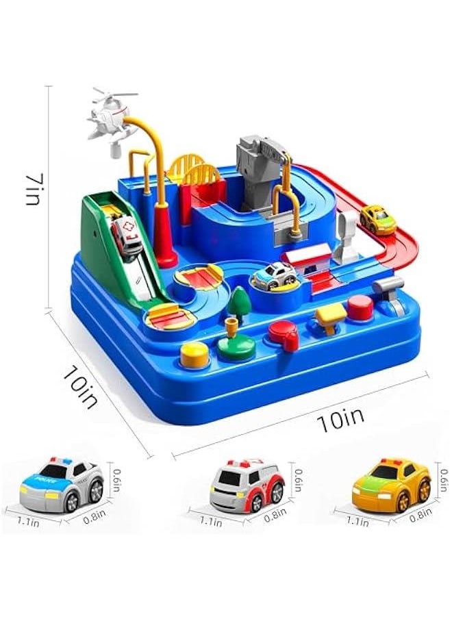 Race Track Car Toys for Kids 3 4 5 6 Years Old - City Rescue Toys for Boys 3-5 Years Old, Car Toys for Toddlers 2-4 Years with 3 Small Cars for Kids, Educational Car Games Boys Gifts 2-4