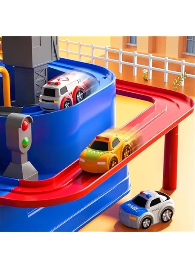 Race Track Car Toys for Kids 3 4 5 6 Years Old - City Rescue Toys for Boys 3-5 Years Old, Car Toys for Toddlers 2-4 Years with 3 Small Cars for Kids, Educational Car Games Boys Gifts 2-4