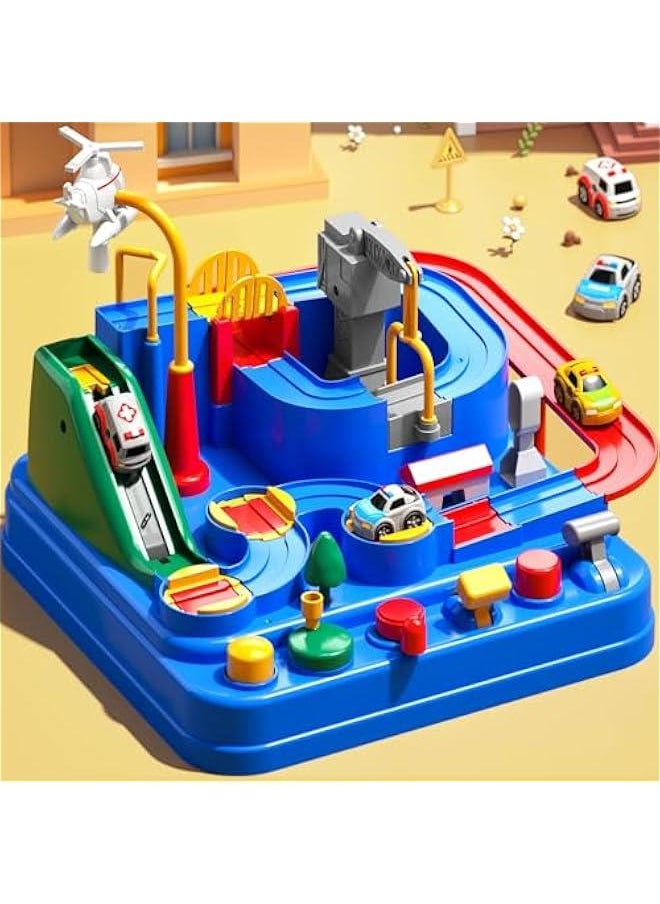 Race Track Car Toys for Kids 3 4 5 6 Years Old - City Rescue Toys for Boys 3-5 Years Old, Car Toys for Toddlers 2-4 Years with 3 Small Cars for Kids, Educational Car Games Boys Gifts 2-4