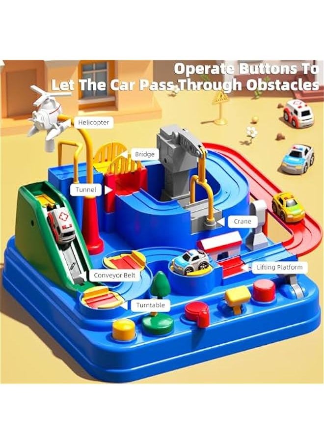 Race Track Car Toys for Kids 3 4 5 6 Years Old - City Rescue Toys for Boys 3-5 Years Old, Car Toys for Toddlers 2-4 Years with 3 Small Cars for Kids, Educational Car Games Boys Gifts 2-4