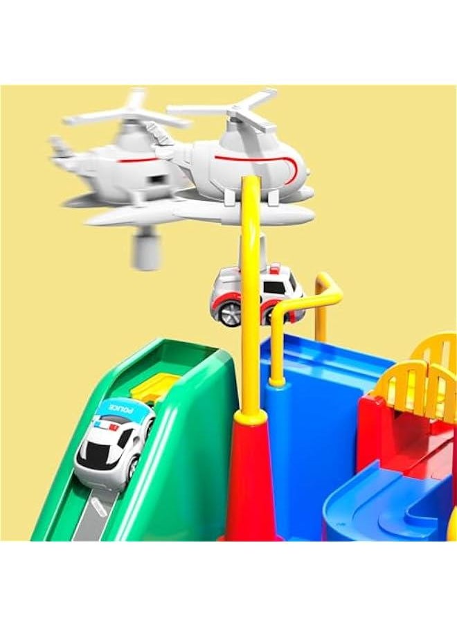 Race Track Car Toys for Kids 3 4 5 6 Years Old - City Rescue Toys for Boys 3-5 Years Old, Car Toys for Toddlers 2-4 Years with 3 Small Cars for Kids, Educational Car Games Boys Gifts 2-4