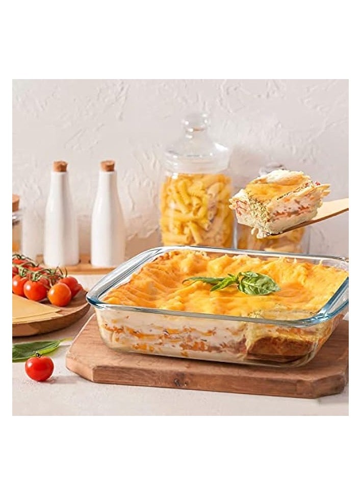 Baking Tray Glass 2-Piece Set - 1L (Small Size) & 1.6L (Medium Size) Square, Baking Pan, Glass Baking Dish