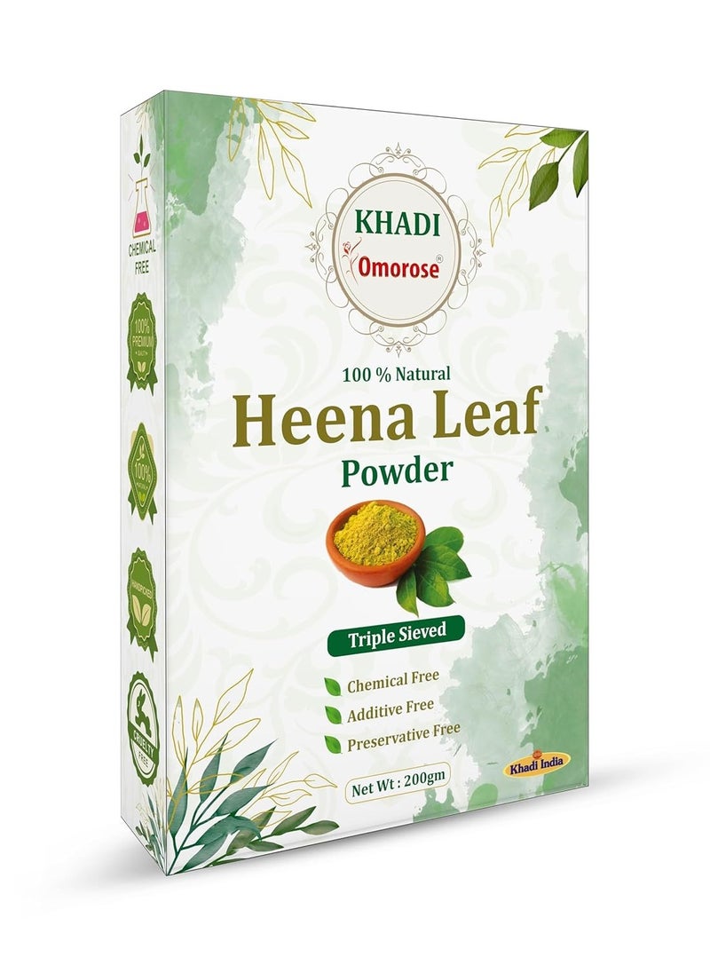 Khadi Omorose Heena (Mehendi) powder for hair color | 200 gram | Natural | Triple Sieved | Resealable Stand Zipper Pouch