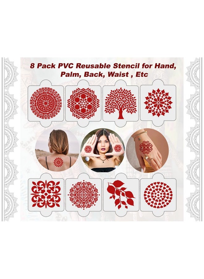 Set Of 20 Pcs Combo Pack, Reusable Mehandi Design Stickers For Handfor Both Hands, Easy To Use, Best For Girls, Women, Kids & Teen| New Mehandi Stencils Design Stickers, D-2310