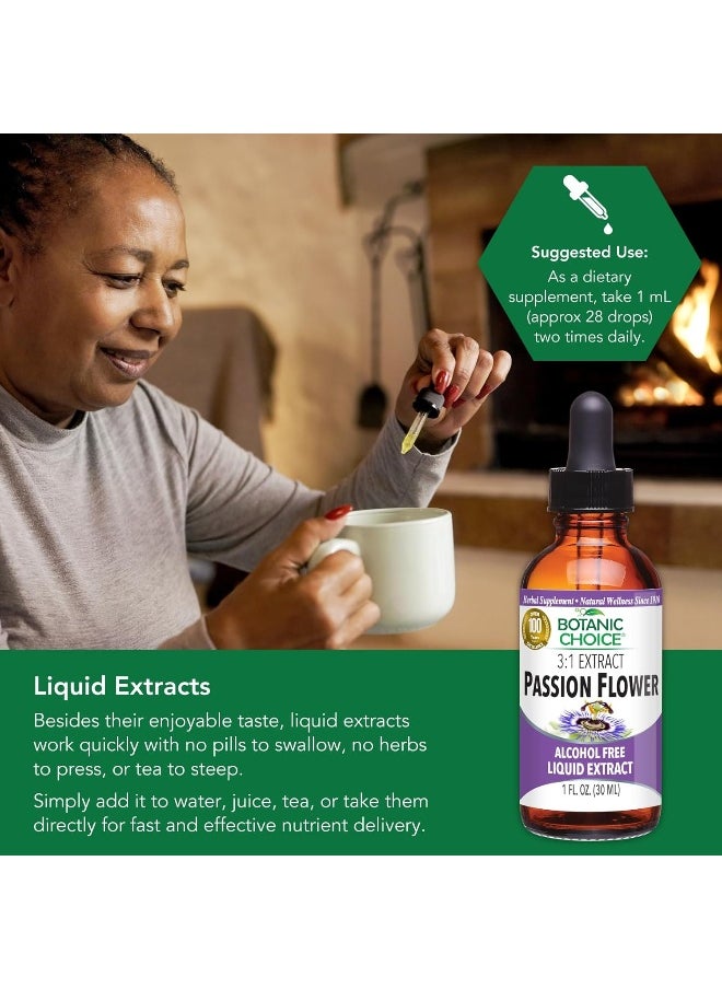 Botanic Choice Passion Flower Liquid Extract - Alcohol-Free Herbal Supplement, Traditional Support for Relaxation - 1 Fl. Oz