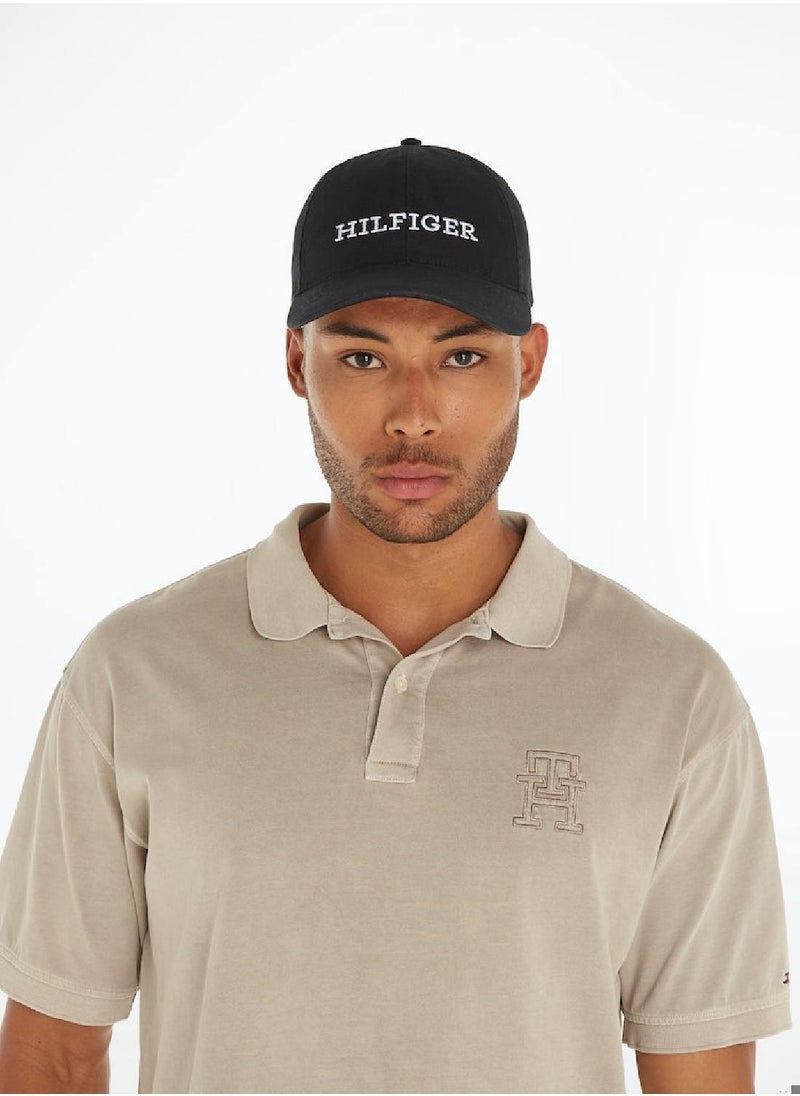 Men's Hilfiger Monotype Embroidery Six-Panel Baseball Cap -  Pure cotton, Black