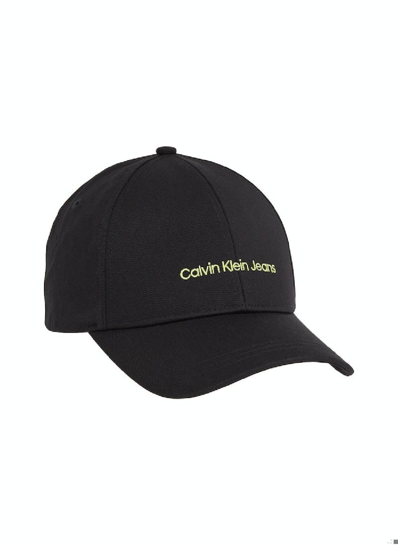 Men's Cotton Institutional Cap - Cotton, Black/ Green