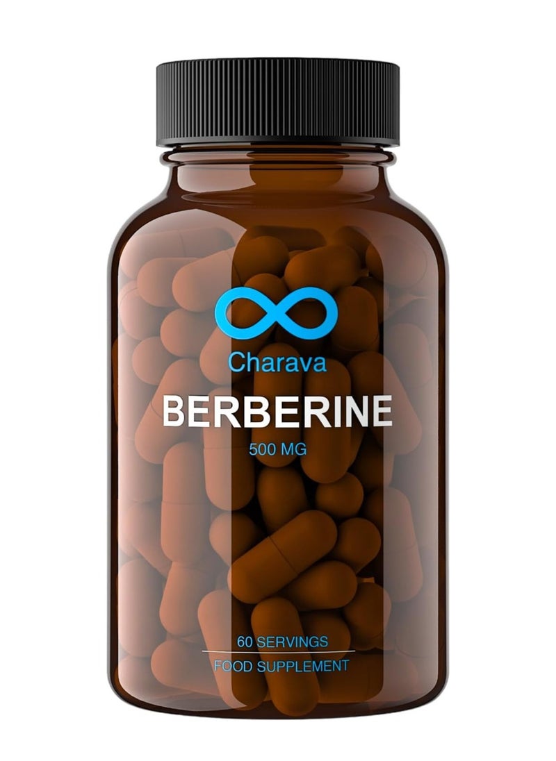 Charava Berberine 500mg | High Strength Berberine HCL | 60 Capsules | UK Based | 3rd Party Tested | 60 Servings