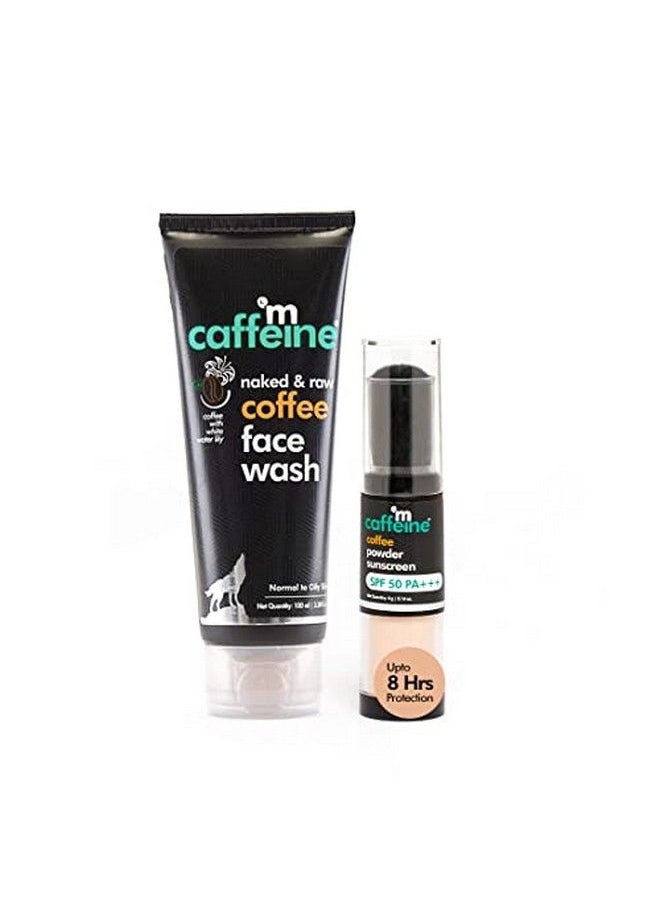 Cleanse & Protect Kit With Coffee Powder Sunscreen Spf 50 Pa+++ & Coffee Face Wash ; Deeply Cleanses Repairs Uv Damage And For Oilfree & Ultra Soft Skin ; Upto 8 Hrs Sun Protection