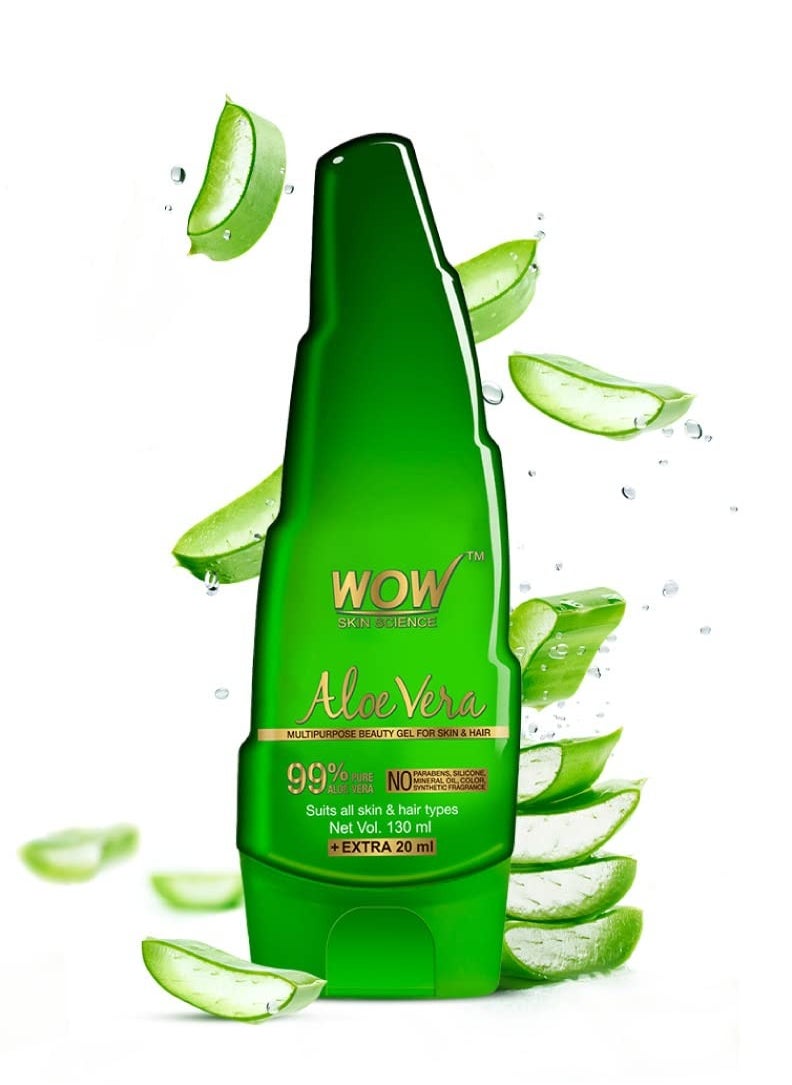 WOW Skin Science 99% Pure Aloe Vera Gel for Face, Skin & Hair - 150ml | Ultimate Gel For Glowing Skin | For Both Men and Women