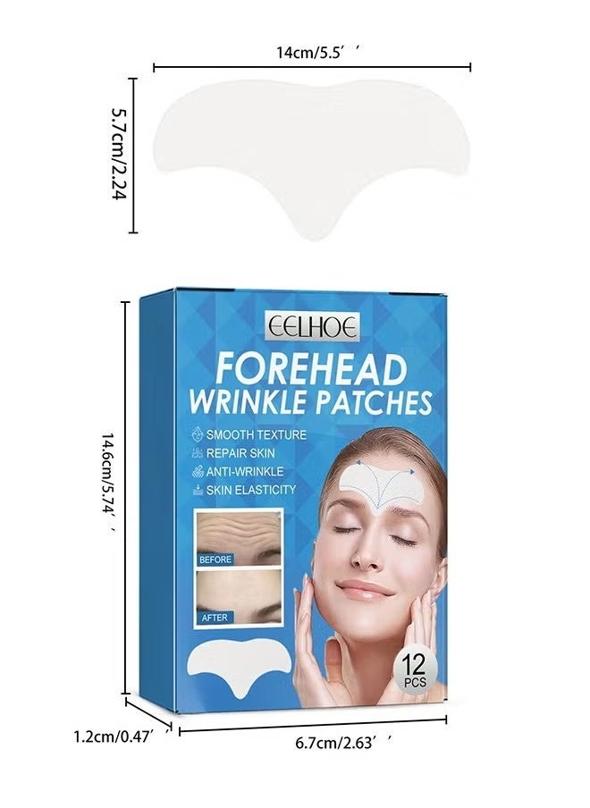 Forehead Wrinkle Patches 12pcs - Smooth Fine Lines & Wrinkles, Anti-Wrinkle Patches with Hydrolyzed Collagen with Aloe,Vitamin E, Anti Wrinkle Patches, Forehead Wrinkles Treatment