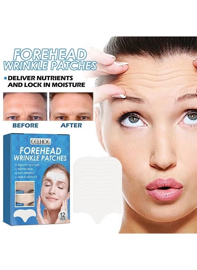 Forehead Wrinkle Patches 12pcs - Smooth Fine Lines & Wrinkles, Anti-Wrinkle Patches with Hydrolyzed Collagen with Aloe,Vitamin E, Anti Wrinkle Patches, Forehead Wrinkles Treatment