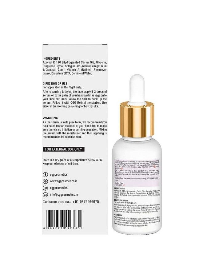 Retinol 2.5% Hyaluronic Acid Niacinamide And Aloe Vera Facial Serum 30Ml