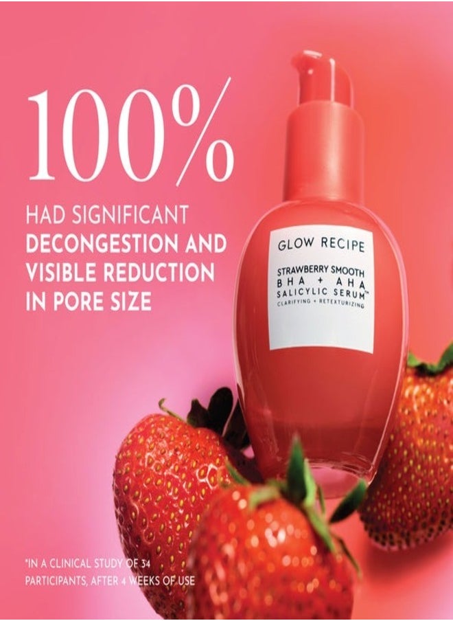 GLOW RECIPE Strawberry Smooth BHA+AHA Salicylic Serum 30ml – Exfoliating & Clarifying Face Serum with Strawberry Extract, Salicylic Acid, and Lactic Acid for Smoother, Clearer Skin