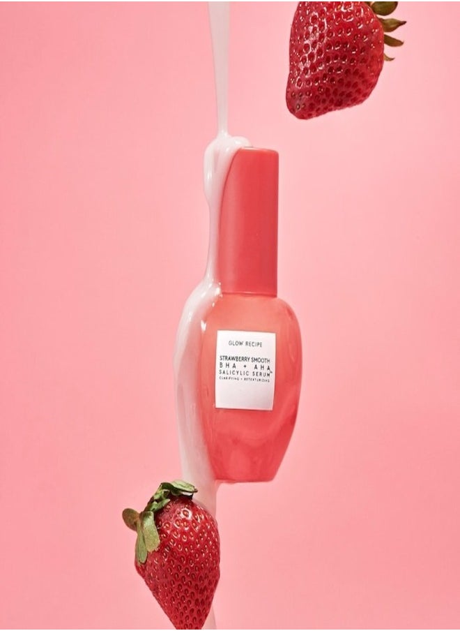 GLOW RECIPE Strawberry Smooth BHA+AHA Salicylic Serum 30ml – Exfoliating & Clarifying Face Serum with Strawberry Extract, Salicylic Acid, and Lactic Acid for Smoother, Clearer Skin