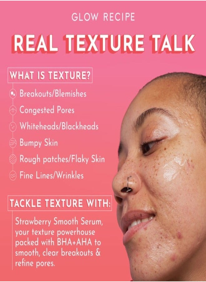 GLOW RECIPE Strawberry Smooth BHA+AHA Salicylic Serum 30ml – Exfoliating & Clarifying Face Serum with Strawberry Extract, Salicylic Acid, and Lactic Acid for Smoother, Clearer Skin