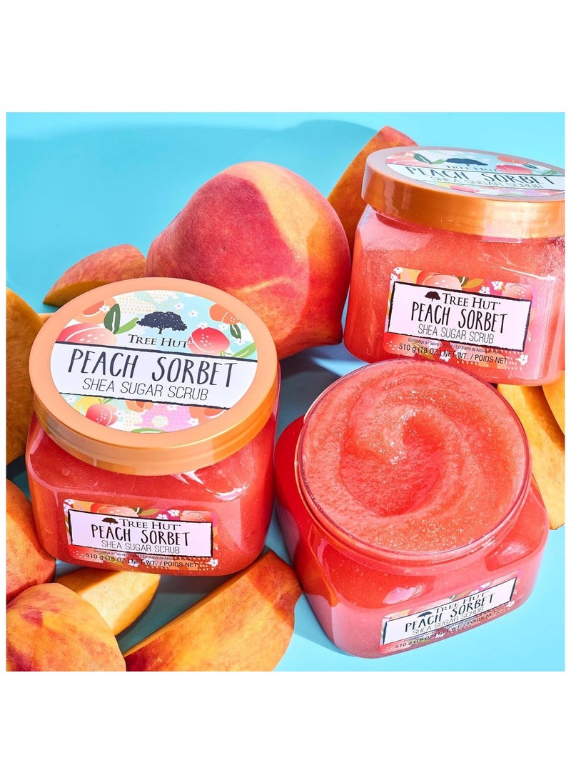 Peach Sorbet Shea Sugar Exfoliating & Hydrating Body Scrub 510 Gm