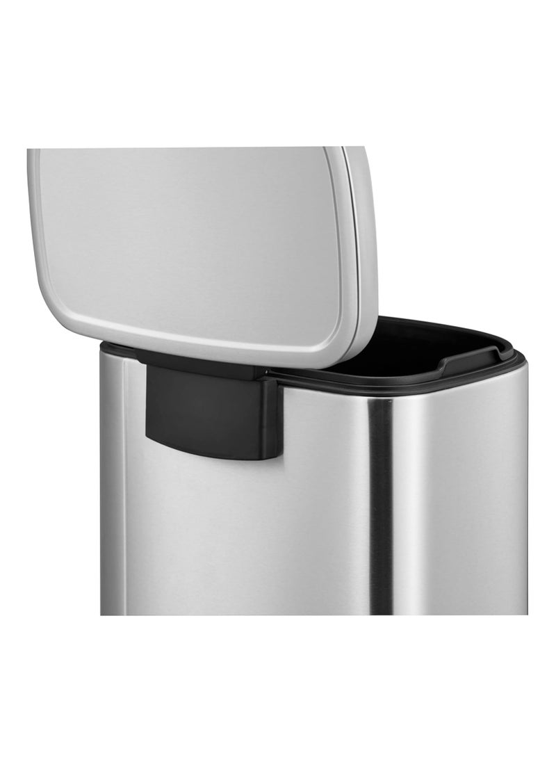 EKO 45L Pedal Bin Dayton - Silver | Extra-Large Capacity Step Bin with Soft-Close Lid | Plastic Bag Fixer | Removable Inner Bucket | Durable D Shape Design
