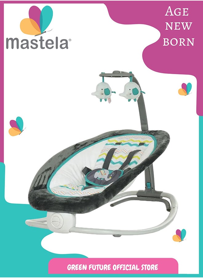 Baby Rocker Chair – Foldable Infant Bouncer with Soothing Vibrations and Toy Bar for Newborns and Toddlers