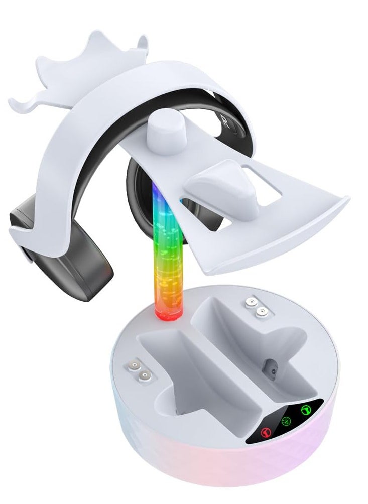 New World PSVR2 Controller Charger, PS VR2 Charging Stand Dock PSVR2 Charging Station with VR Headset Holder Display Stand with RGB LED Light