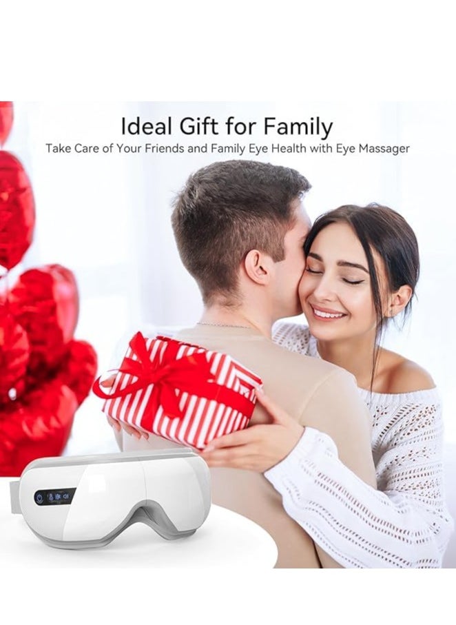 Eye Massager with Heat & Bluetooth Music,  Face Massager Eye Care, Smart Eye Mask for Relax Eye, Reduce Eye Strain, Improve Sleep - White