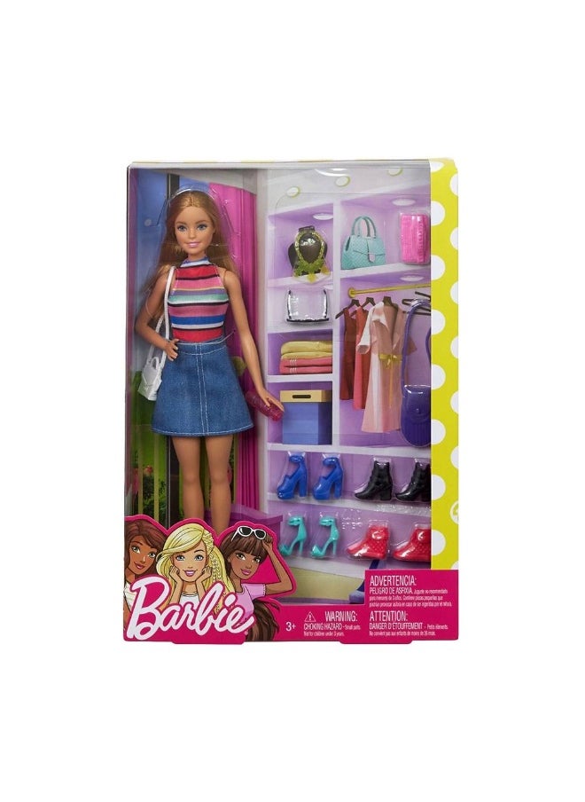 Barbie Doll & Shoes Playset (11 Accessories)