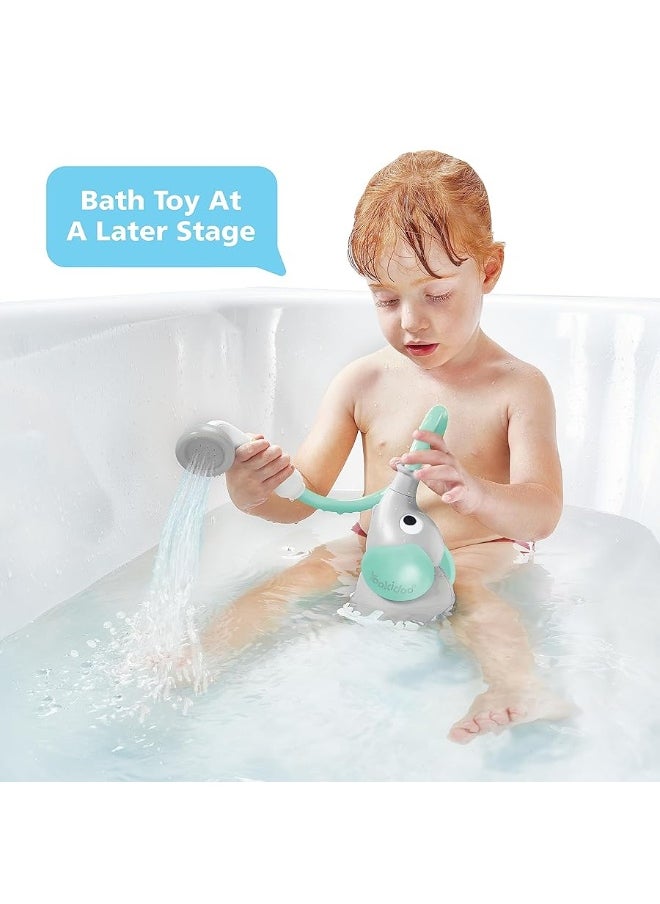 Yookidoo Baby Bath Shower Head - Elephant Water Pump with Trunk Spout Rinser - Control Water Flow from 2 Elephant Trunk Knobs for Maximum Fun in Tub or Sink for Newborn Babies