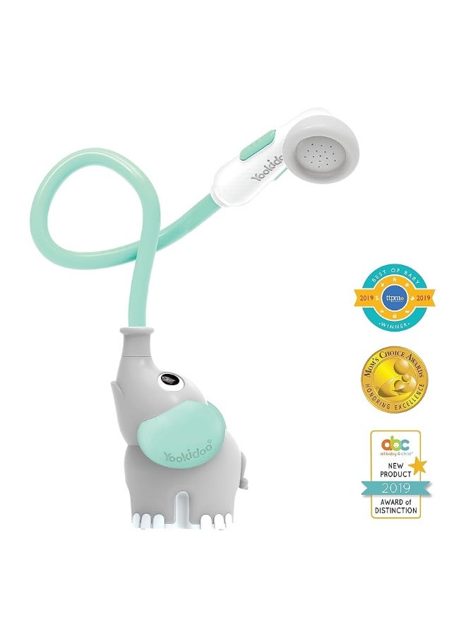 Yookidoo Baby Bath Shower Head - Elephant Water Pump with Trunk Spout Rinser - Control Water Flow from 2 Elephant Trunk Knobs for Maximum Fun in Tub or Sink for Newborn Babies