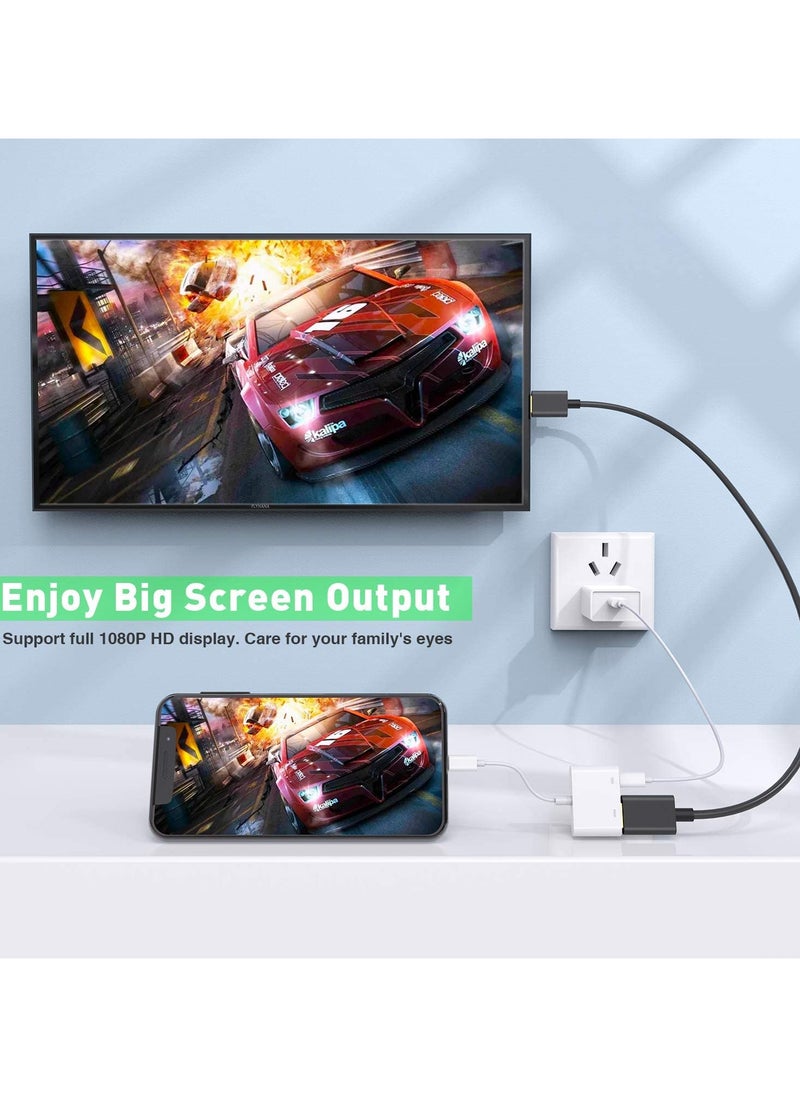 HDMI adapter for iPhone to TV, 1080P Digital AV Adapter, Synchronization Screen HDMI Connection for Iphone and Ipad