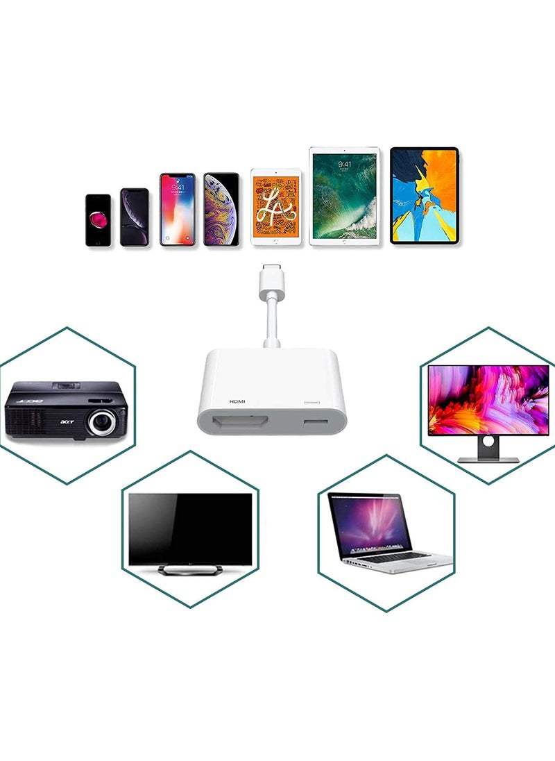 HDMI adapter for iPhone to TV, 1080P Digital AV Adapter, Synchronization Screen HDMI Connection for Iphone and Ipad