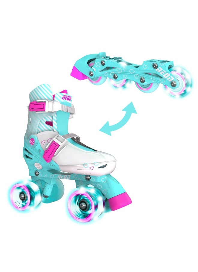 2-In-1 Combo Skates (Size 3-6, Teal)