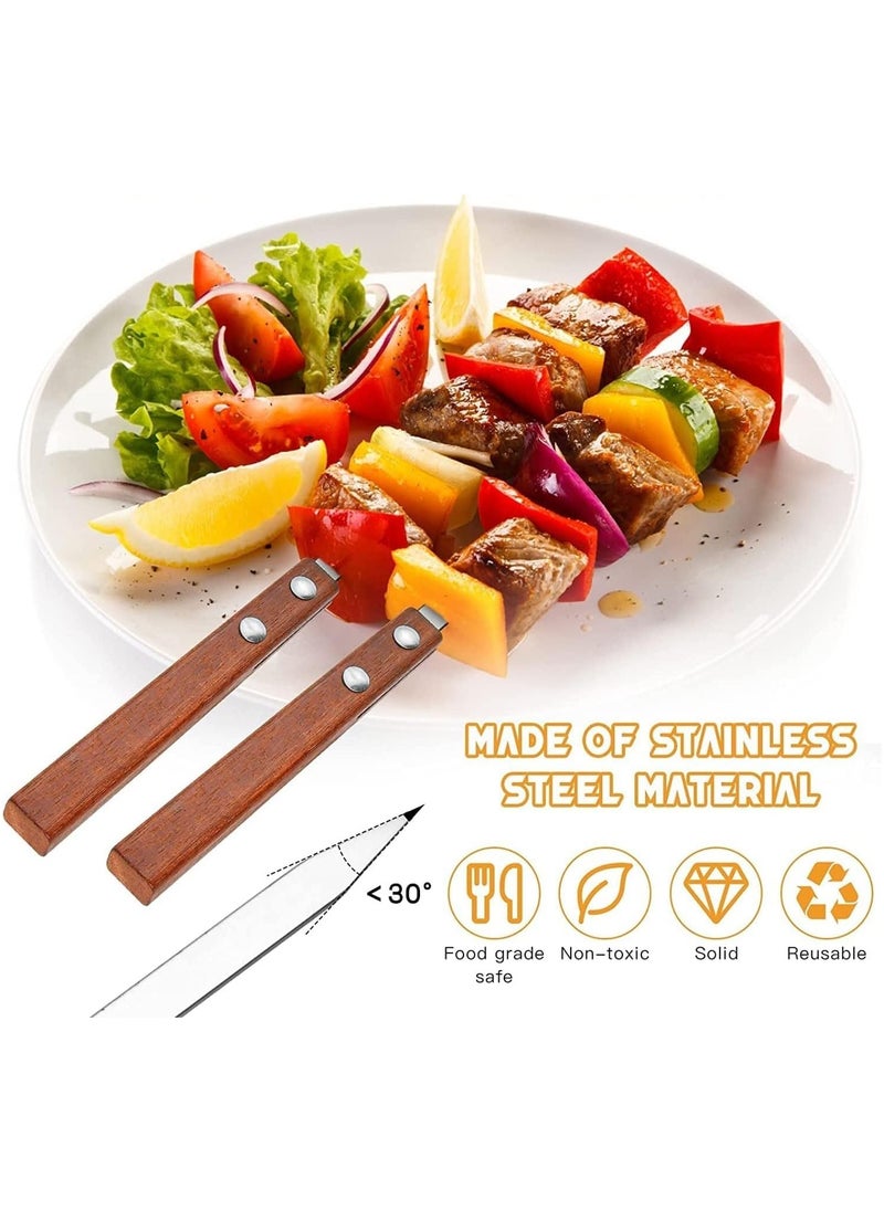 19 inch Stainless Steel Kebab Skewers, Style BBQ, 6 Pcs BBQ Skewers Set, Turkish Skewers with Wooden Handle