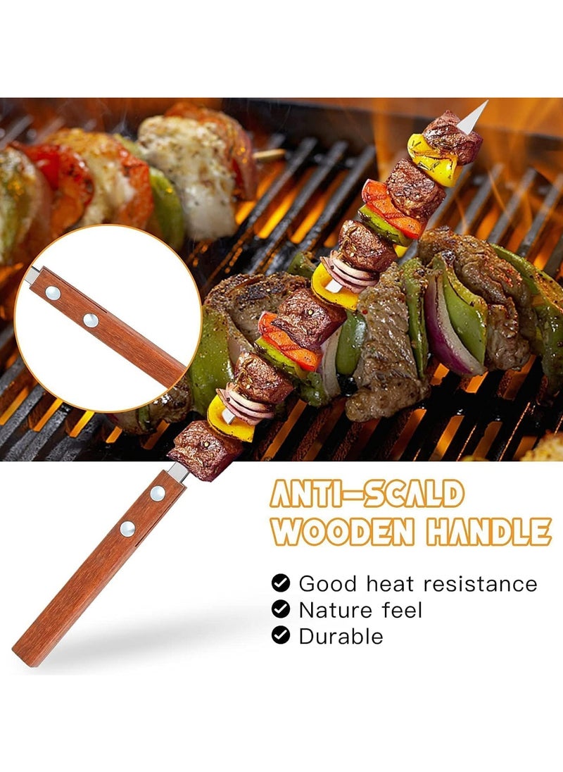 19 inch Stainless Steel Kebab Skewers, Style BBQ, 6 Pcs BBQ Skewers Set, Turkish Skewers with Wooden Handle