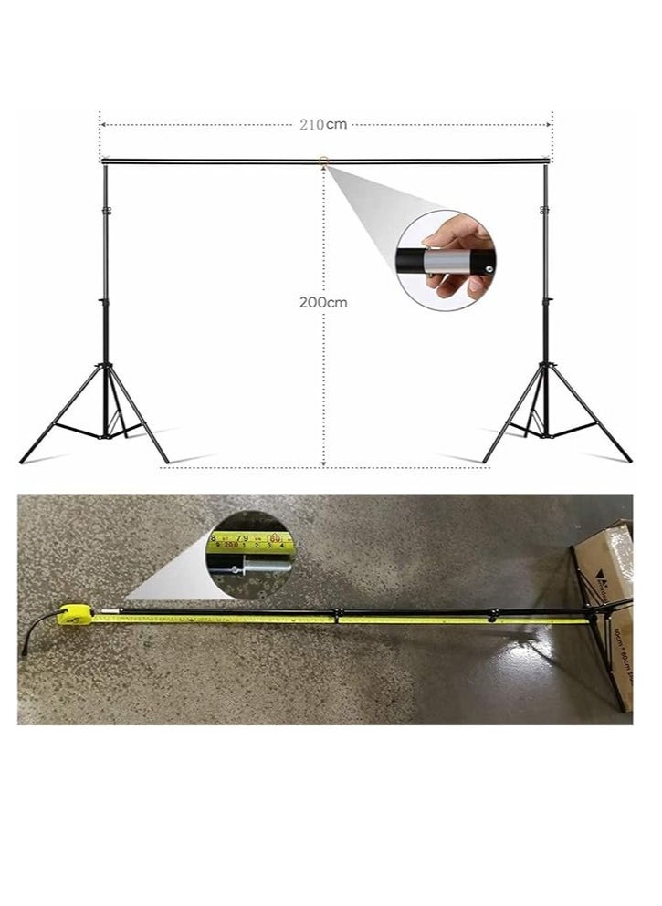 Backdrop Stand Kit with 3pcs Backdrops Photography Backdrop Support System Adjustable Photo Background Screen Stand