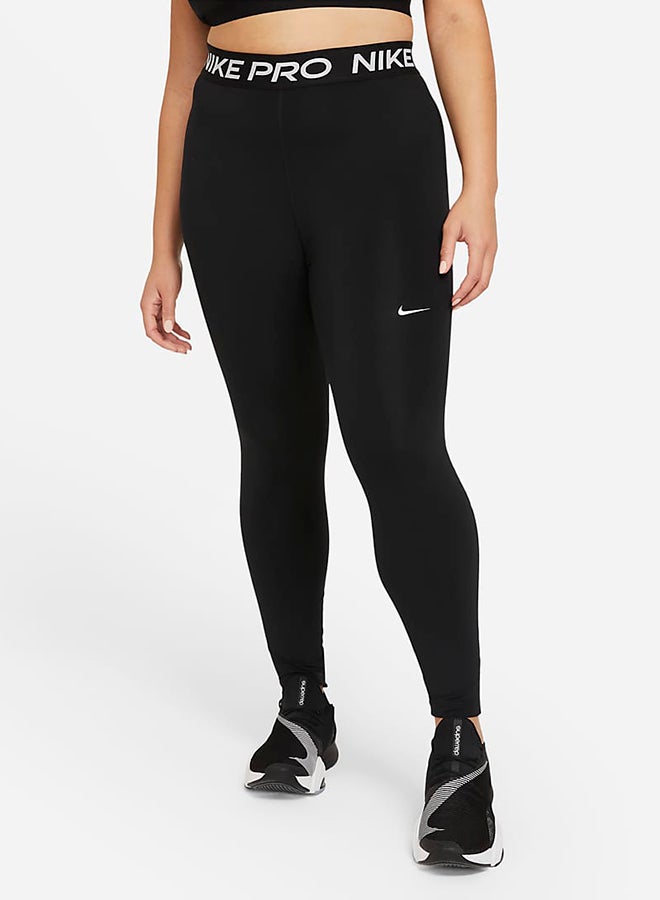 Elasticated Waist Logo Detail High-Rise Leggings Black