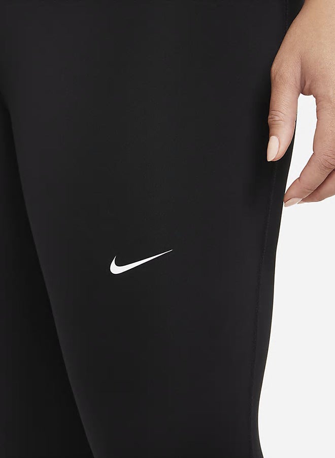 Elasticated Waist Logo Detail High-Rise Leggings Black