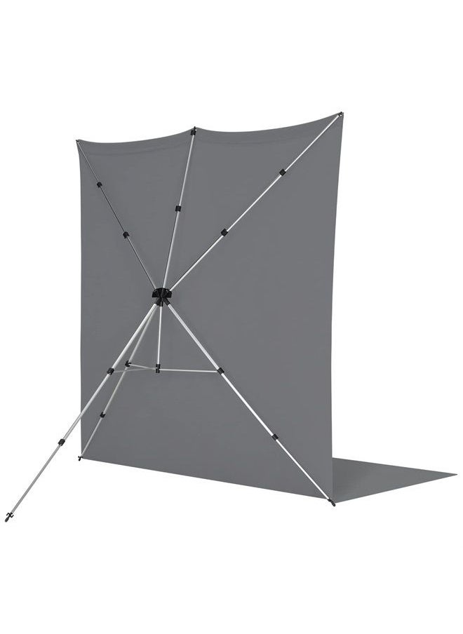 8'x13' Neutral Gray Sweep X-Drop Pro Wrinkle-Resistant Backdrop Kit - for Full-Length Portraits, Group Photos, and Photo Booths
