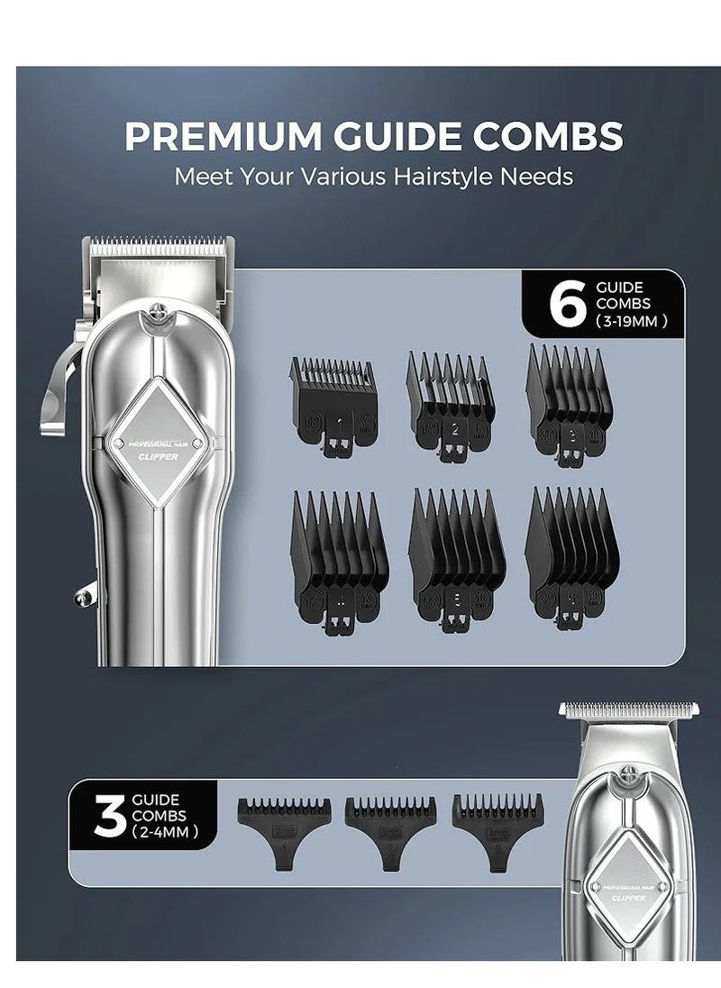 Hair Clippers for Men Professional,  Cordless Clippers and Trimmers Set, Complete Barber Kit for Hair Trimming & Beard Grooming, Haircutting Kits for Blending & Fade Cuts