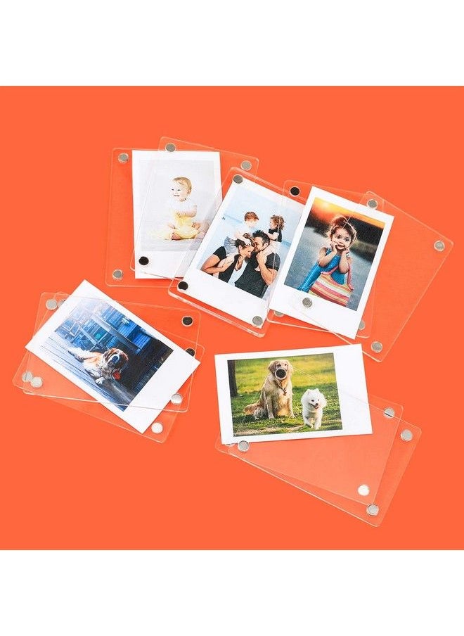 Acrylic Fridge Magnetic Frame Double Sided Photo Refrigerator Magnet Picture Frame For Fujifilm Instax Mini 2.36 X 3.54 Inch Pack Of 5