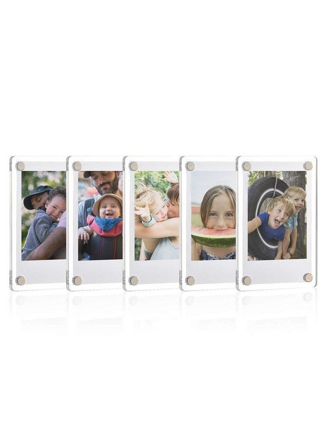 Acrylic Fridge Magnetic Frame Double Sided Photo Refrigerator Magnet Picture Frame For Fujifilm Instax Mini 2.36 X 3.54 Inch Pack Of 5