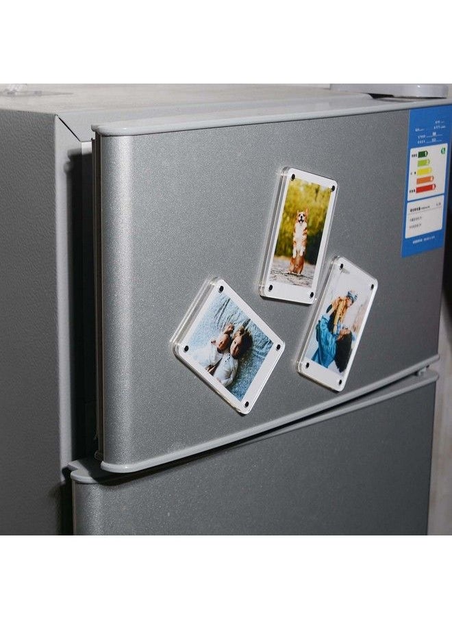 Polaroid Picture Frame Magnetic Magnetic Instax Mini Frame 2X3 Acrylic Refrigerator Magnet Frame For Fujifilm Instax Films Fridge Sticker 2.36 X 3.54 Inch [4 Pack 8Pcs]