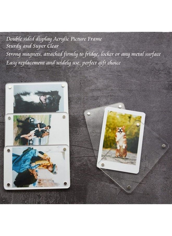 Polaroid Picture Frame Magnetic Magnetic Instax Mini Frame 2X3 Acrylic Refrigerator Magnet Frame For Fujifilm Instax Films Fridge Sticker 2.36 X 3.54 Inch [4 Pack 8Pcs]