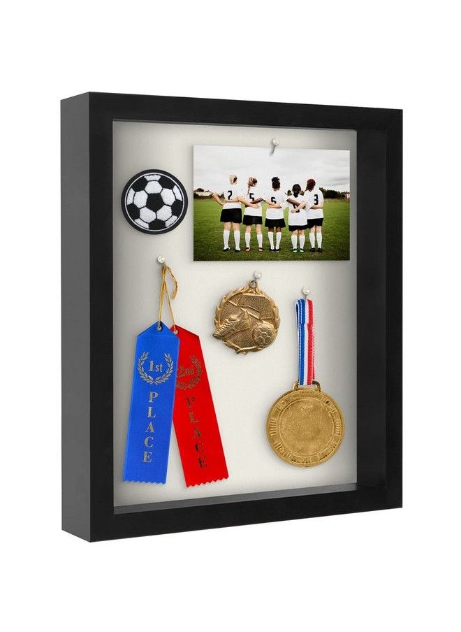 11X14 Shadow Box Frame In Black With Soft Linen Back Composite Wood With Polished Glass For Wall And Tabletop