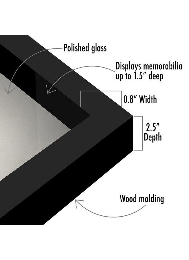 11X14 Shadow Box Frame In Black With Soft Linen Back Composite Wood With Polished Glass For Wall And Tabletop