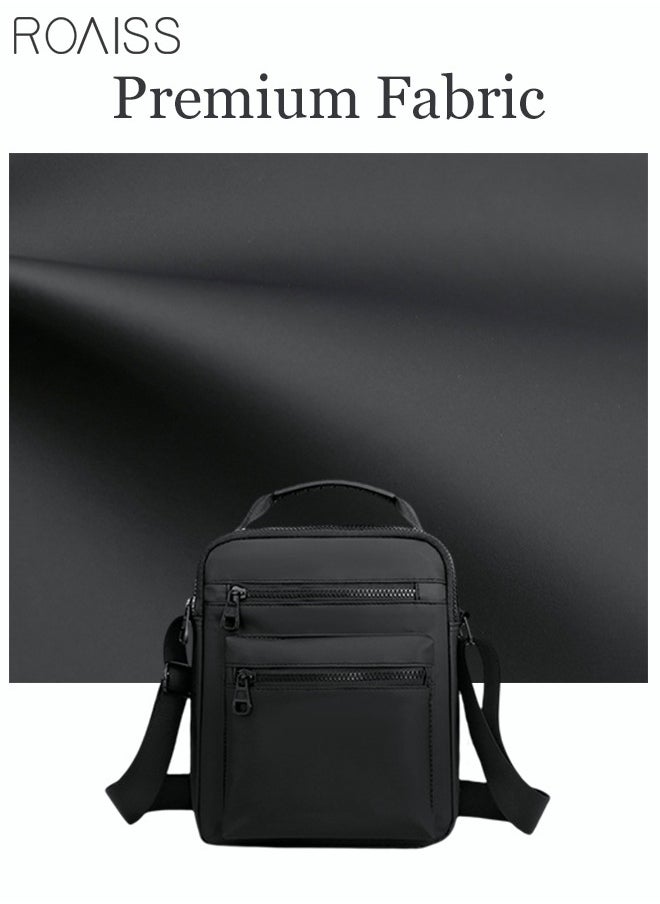 Sleek Durable Oxford Crossbody Bag Adjustable Strap Top Handle Multi-pocket Modern Handbag Men Black