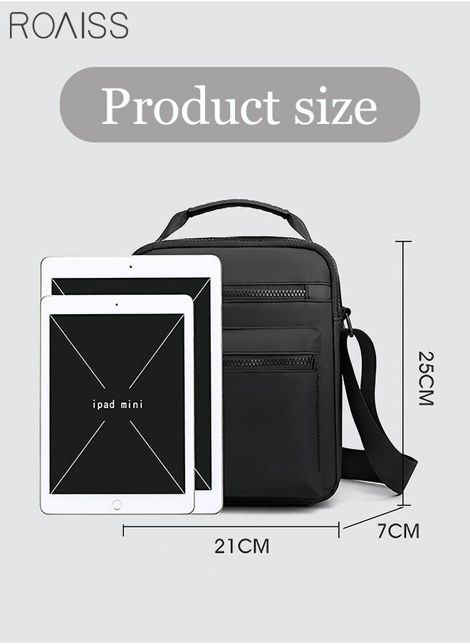 Sleek Durable Oxford Crossbody Bag Adjustable Strap Top Handle Multi-pocket Modern Handbag Men Black