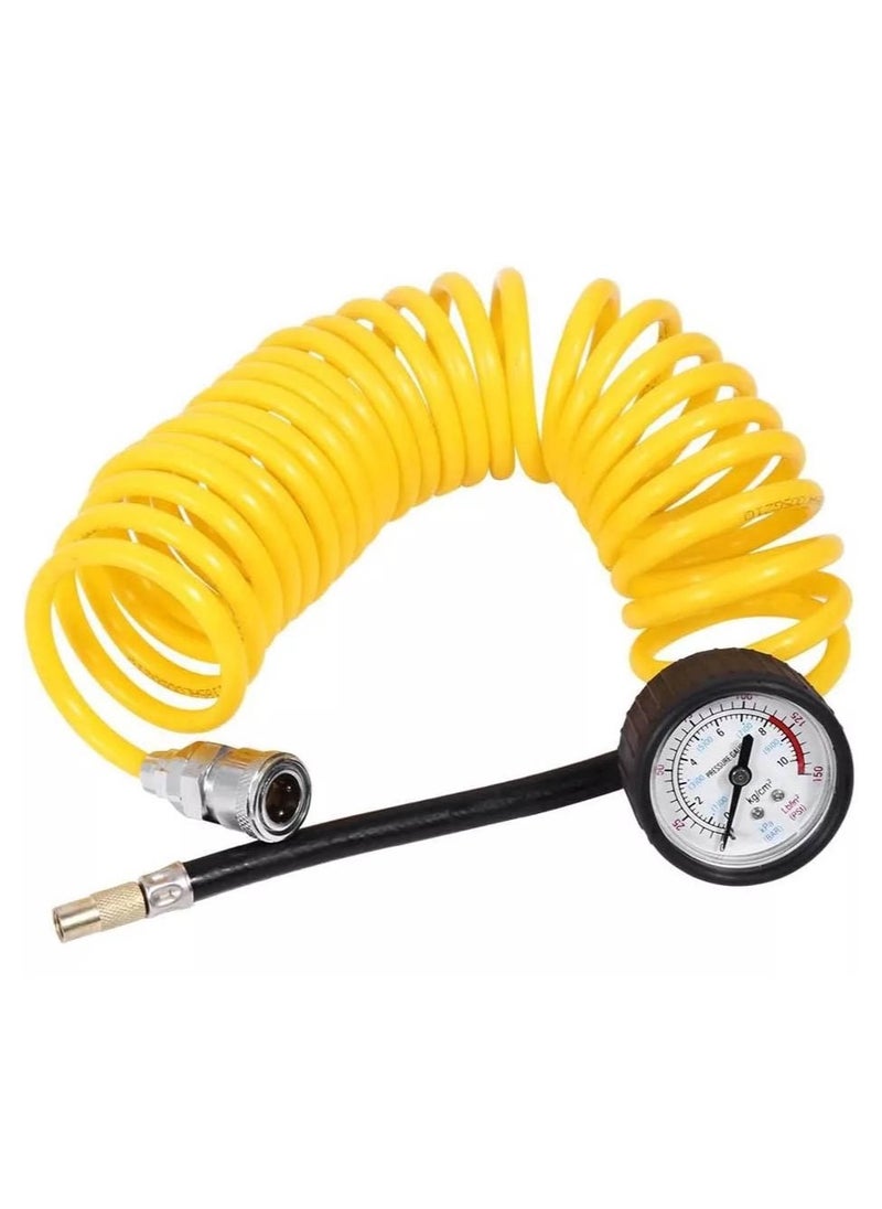 628 4x4 Double Cylinder Tyre Inflator Portable Air Compressor Extension Coil air Hose with Pressure Gauge