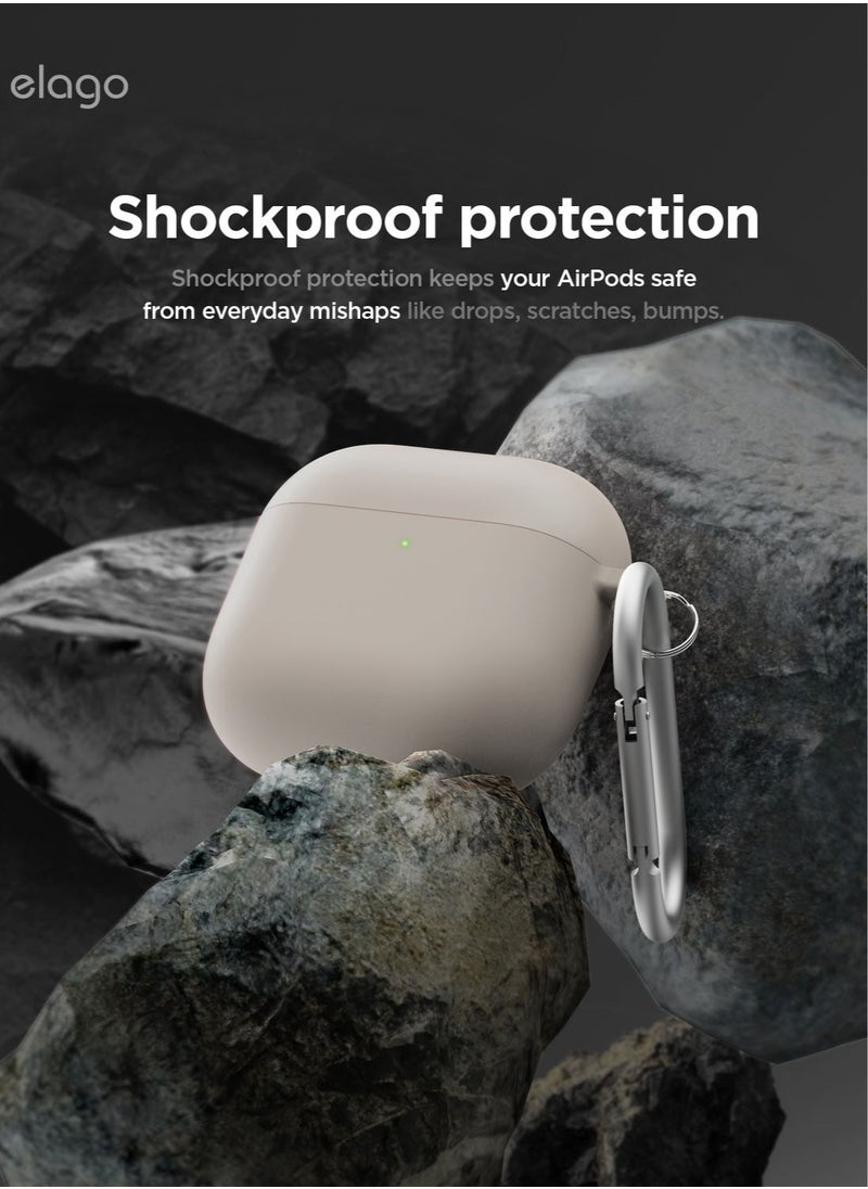 Liquid Hybrid Hang Compatible with AirPods 4 Case Cover (2024) with Carabiner - Stone